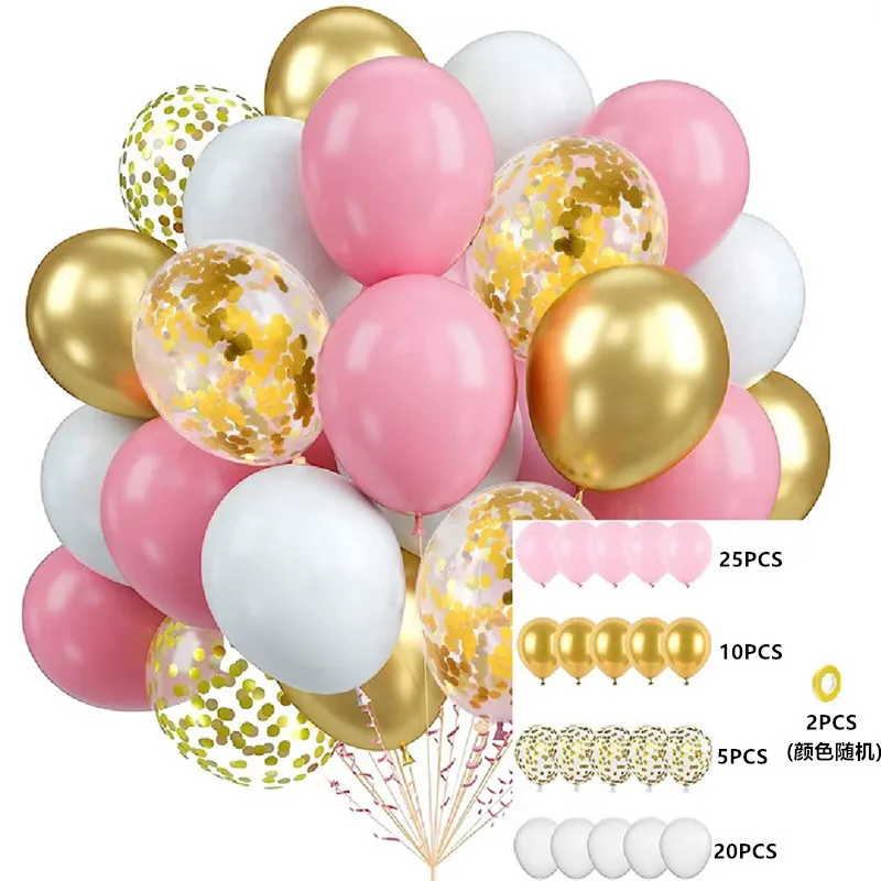 60Pcs 10Inch Sequin Latex Balloons New Year Baby Kid's Birthday Party Baby Shower Wedding Graduation Decorations