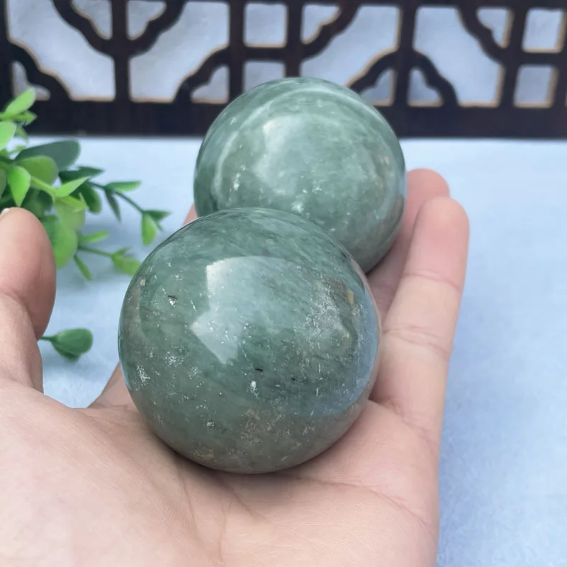 Natural Green Jade Hand Exercise Balls Massage Tool For Adult Stress Relief Strength Training Home
