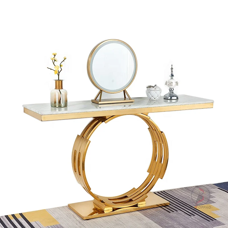 American Modern Style Console Table Marble Stainless Steel Hallway Table Wholesale Practical Home Furniture