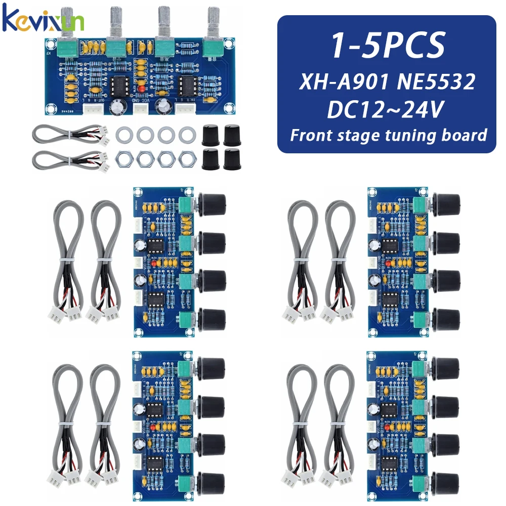 

XH-A901 NE5532 Tone Board Preamp 1/5PCS with Treble Bass Volume Adjustment Tone Controller for TZT Amplifiers