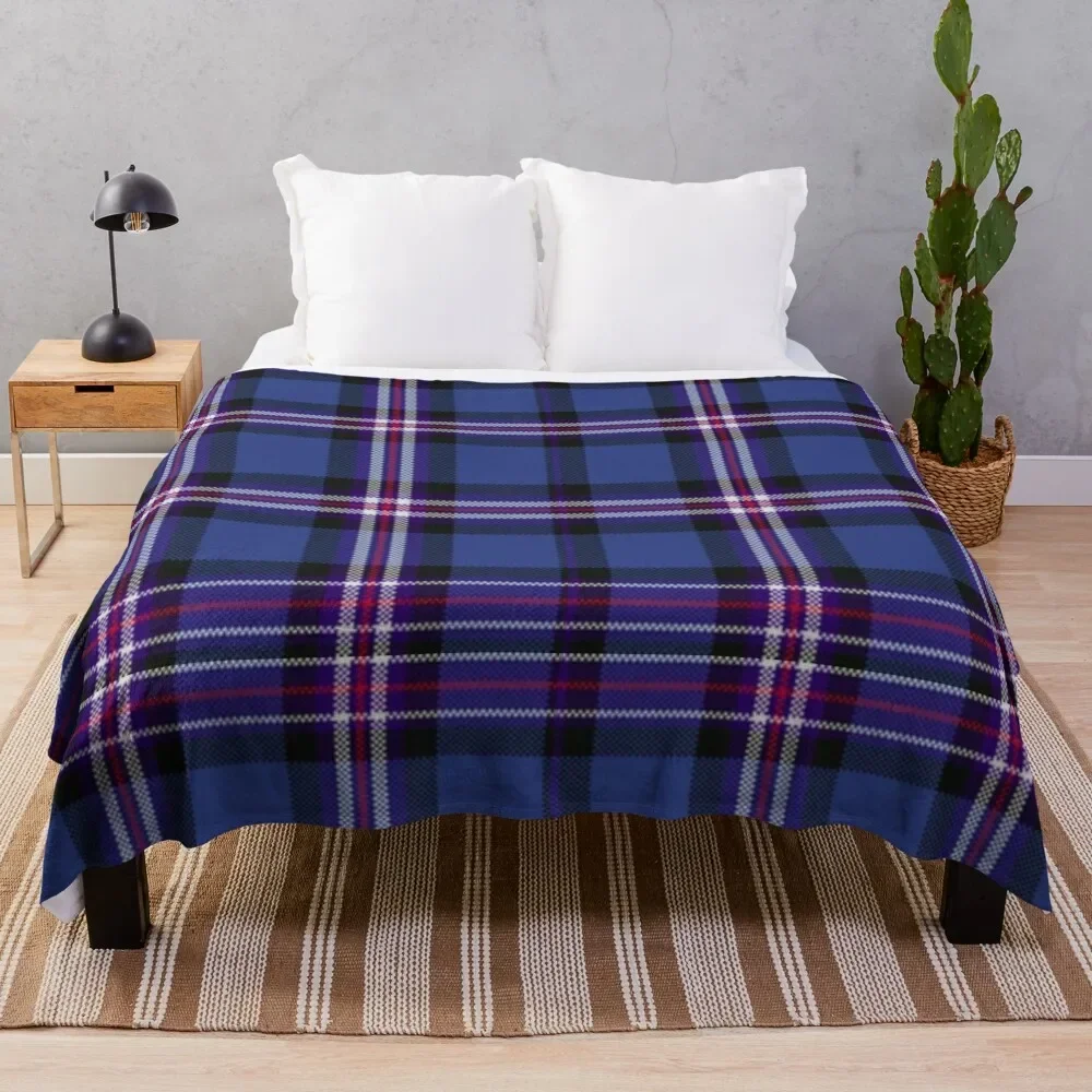 

Tartan of Rangers Scotland blue background with red white and blue lines and black Throw Blanket