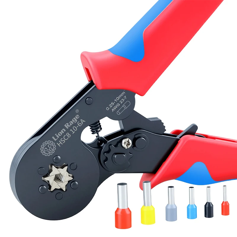 كماشة تجعيد الطويق HSC8 10-6 - مكشكش طرفي معزول بالضغط البارد الاحترافي للإصلاحات المنزلية والكهربائية