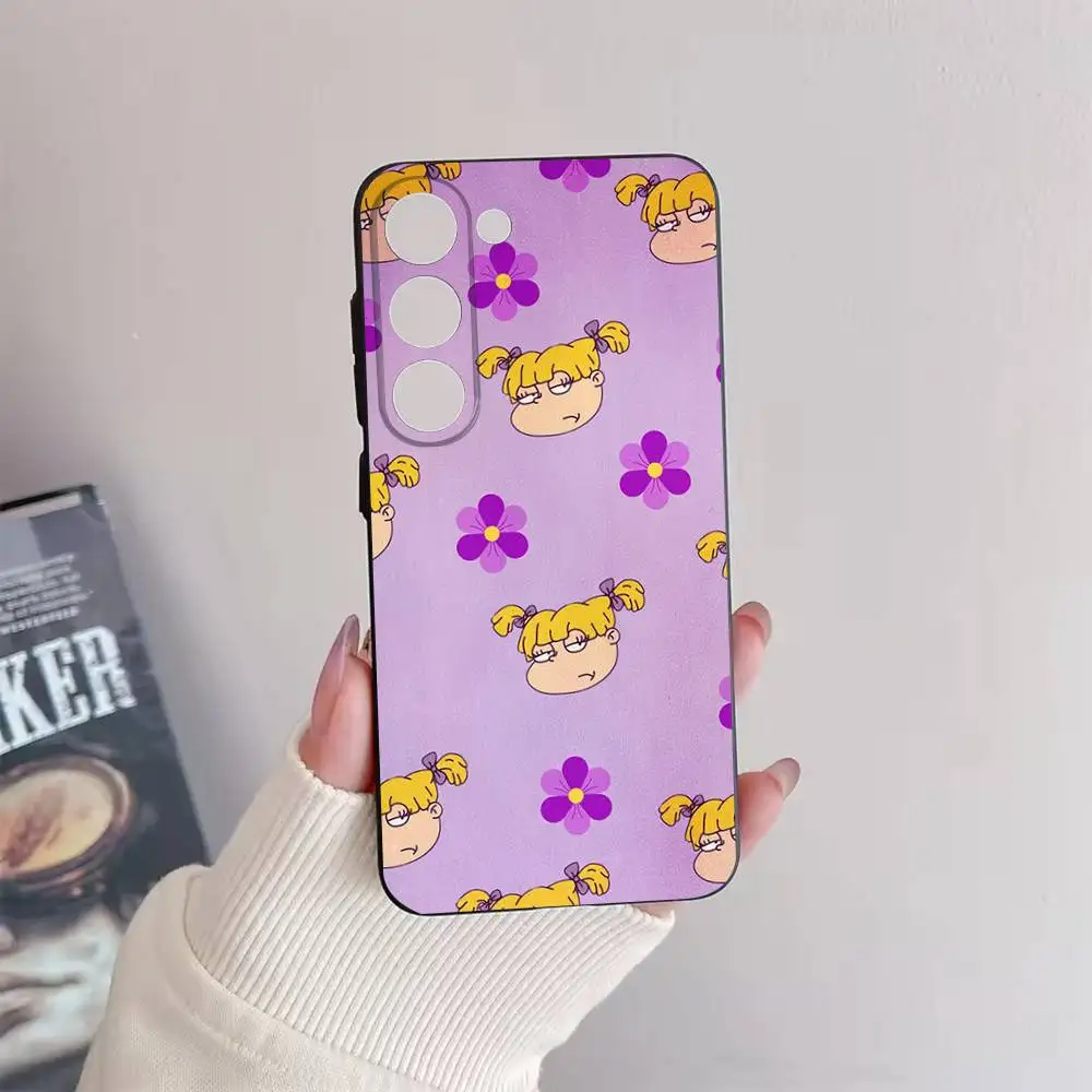 Funda de teléfono Rugrat Chuckie Angelica para Samsung Galaxy A73,72,51,53,52,71,22,5G,Note,J7,8,9 funda negra suave