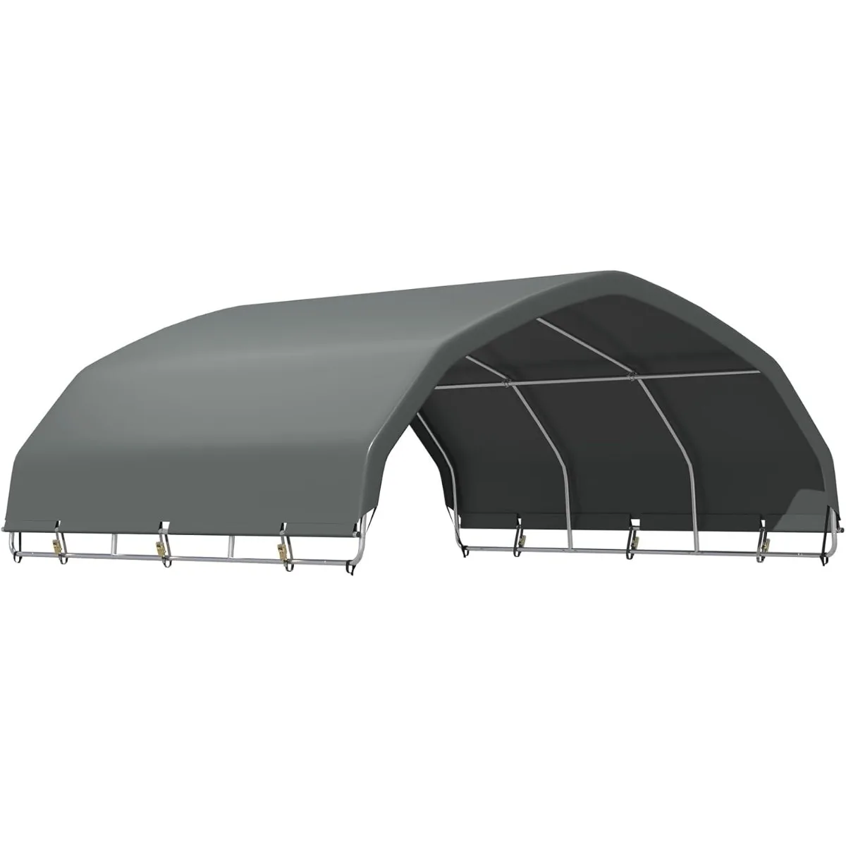 

12' X 12' Corral Shelter, Heavy Duty Round Style Canopy, and UV Treated Universal Cover, Shade Shed Kit for Livestock, Fence Not Included