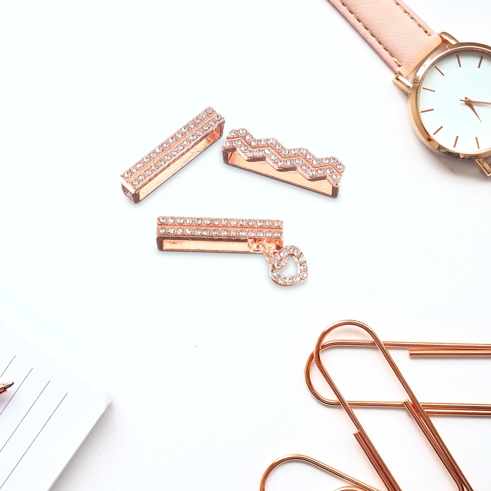 

3Pcs Silicone Watchband Charms Premium Metal Rhinestone Decorative Strap Ring Loops Smartwatch Band Accessories Unique Gift