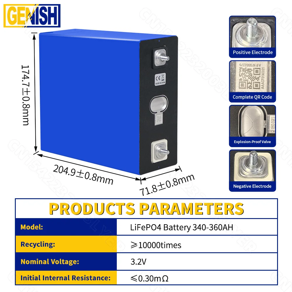 جديد 10000 دورات 3.2 فولت LiFePO4 بطارية 360Ah الصف أ LFP خلية بطاريات لتقوم بها بنفسك 12 فولت 24 فولت 48 فولت ل RV EV التخييم البطاريات الشمسية حزمة فان