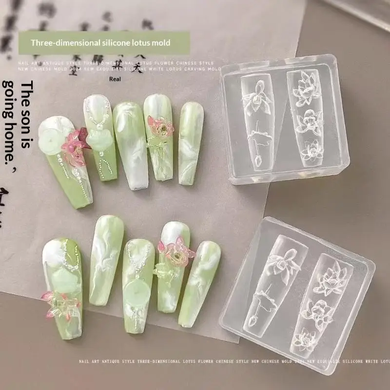 Enhance Enhance Nail Art with Embossed Lotus Design Mold Silicone for Chinese Style DIY - Aliexpress Deal
