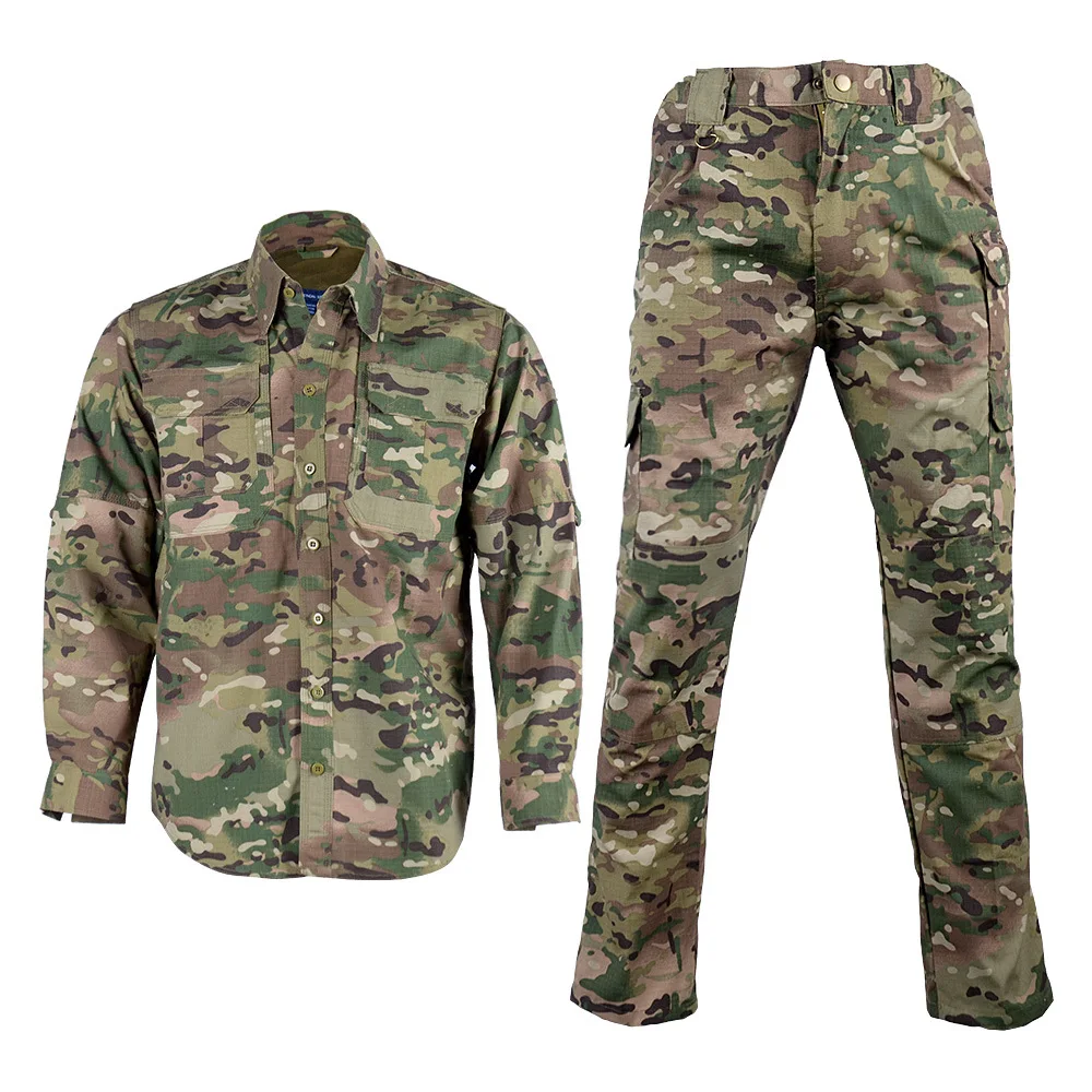 Hunting Jacket For Man 2024 New Autumn Spring Tactical Camouflage Long Sleeve Shirt Outdoor Instructor Runway Tracksuit Set High