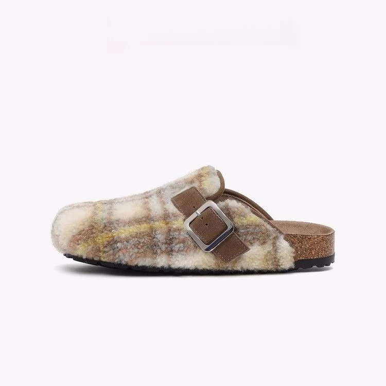 شباشب نسائية بمقاسات كبيرة - شرائح بغل مريحة مبطنة بالفرو الغامض ومقدمة مغلقة لخريف وشتاء، أحذية منزلية يمكن ارتداؤها في الهواء الطلق #2