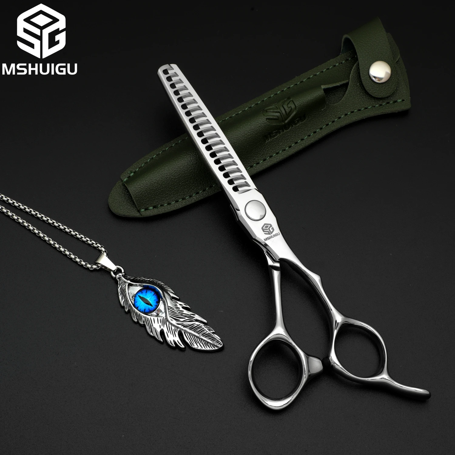 MSHUIGU Professionelle Haarstrukturschere, gebogene Klinge, kann Schere, Friseurschere, Werkzeugzubehör, Japan vg10 Stahl, 15,2 cm verschiebbar – Detail 28