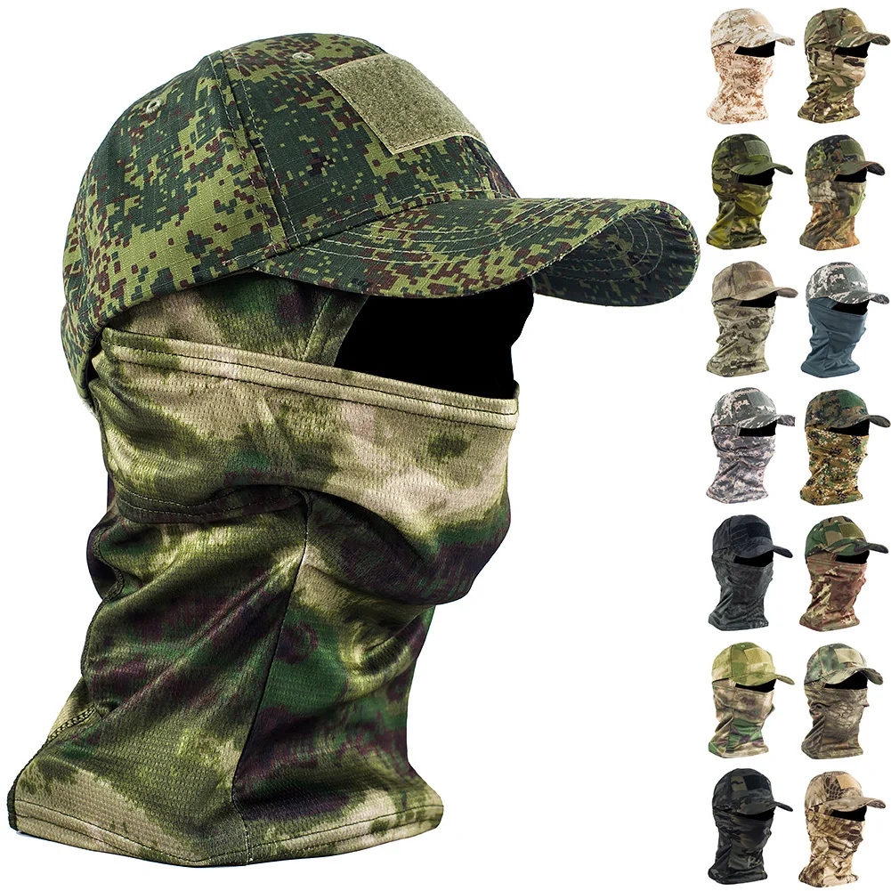 MEGE Tactical Baseball Cap Camouflage Mask Hat  Caps Skullies Beanies Airsoft Hip Hop Knitted Outdoor Tactical Bone