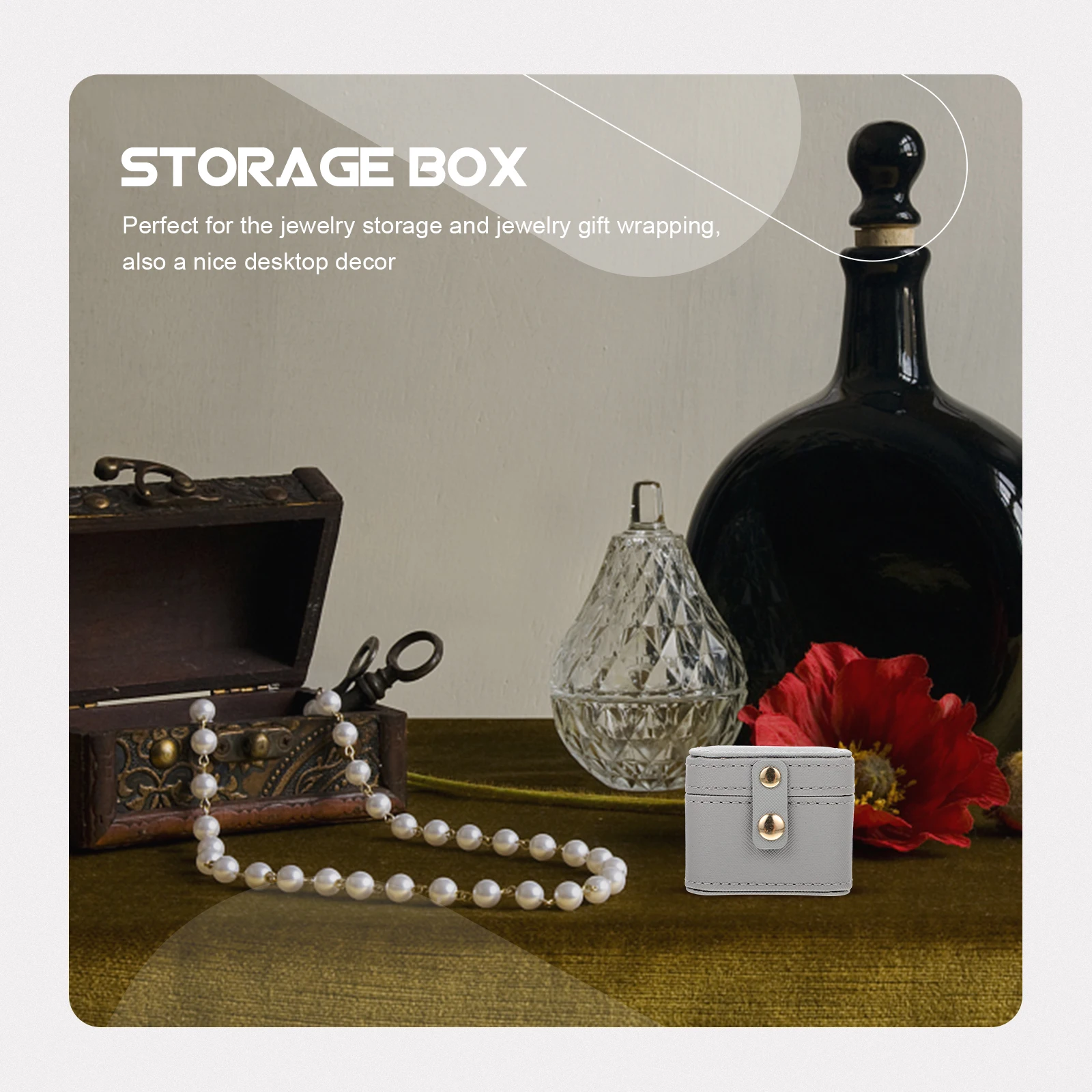

Jewelry Box PU Jewelry Box Retro Ring Storage Container Gift Packaging Case Display Accessories Holder