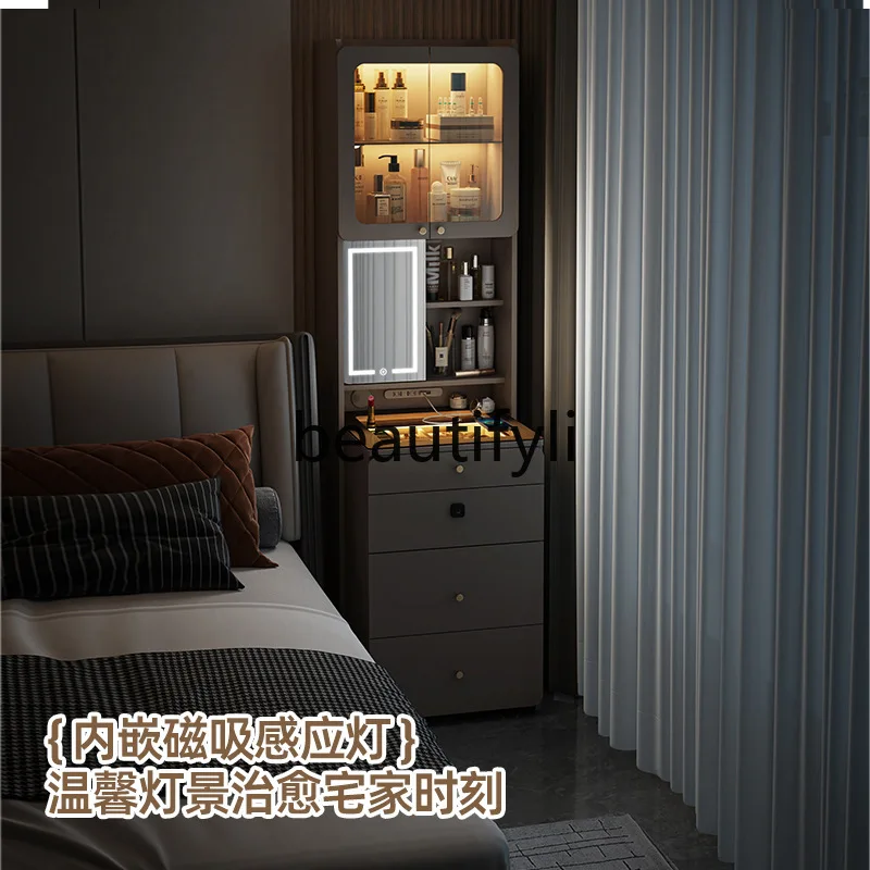 Modern simple dresser desk integrated small apartment bedroom bedside full-length mirror multi-function high and narrow cabinet