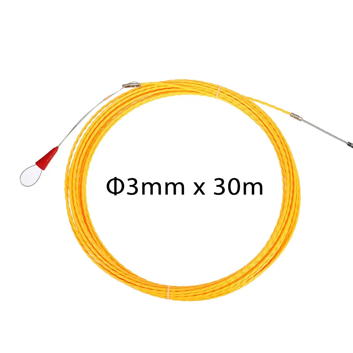 30m Dia 3mm Guide Device Yellow Durable Fiberglass Electric Cable Push Pullers Duct Rodder Fish Tape Wire Wiring Accessories