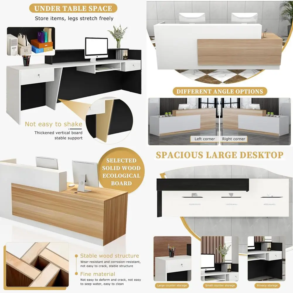 

Стойка ресепшн с выдвижными ящиками для хранения и открытыми полками, подходит для экранов 47-95 дюймов, идеально подходит для офиса, лобби, розничной торговли и т.д.