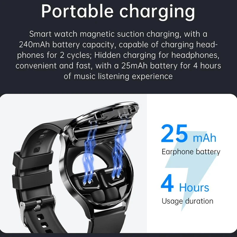 2024 New 2-in-1 Earphone Smart Watch with Heart Rate, Blood Pressure, Sports and Fitness TWS Bluetooth Earphone Heart Watch