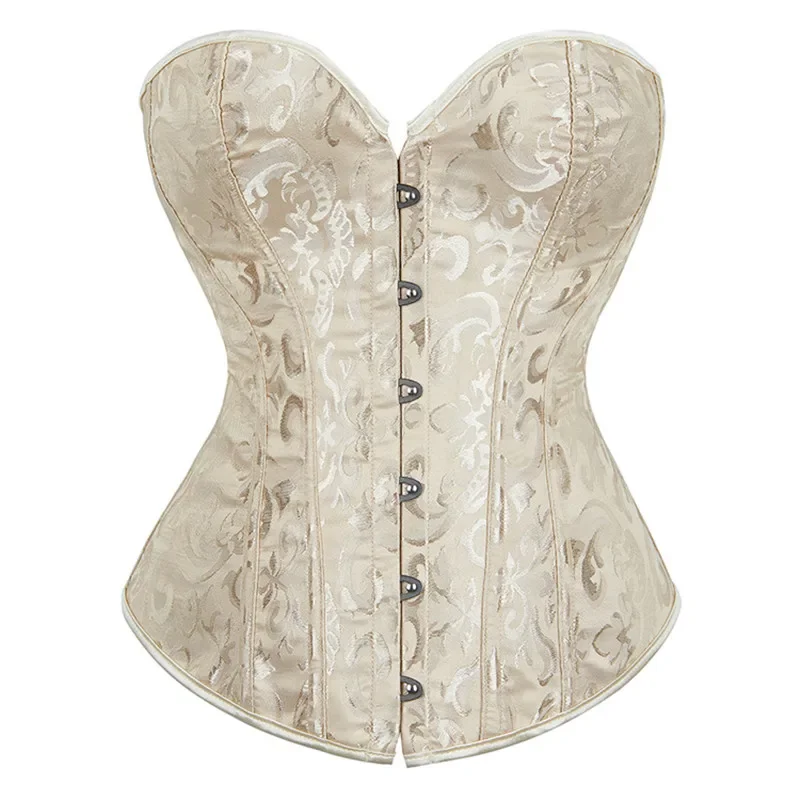 Sexy Corset Bustier Tops For Women Vintage Flower Print Plus Size Satin Lingerie Corsets Gothic Corselet Overbust Burlesque