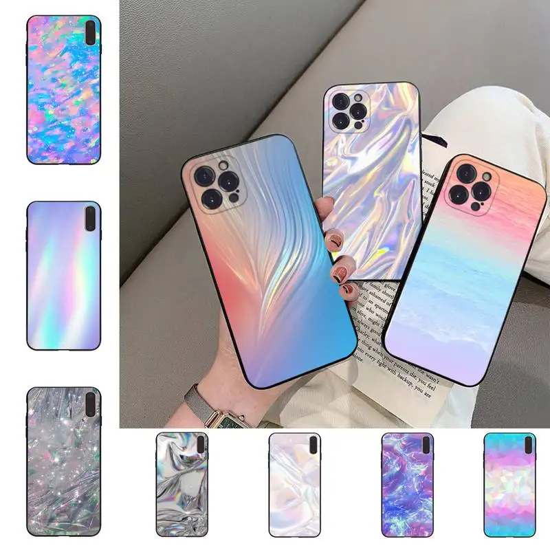 MaiYaCa Glitter Iridescent Holographic Colorful   Phone Case For iPhone 6 7 8 Plus 11 12 13 14 Pro SE 2020 MAX Mini X XS XR Back