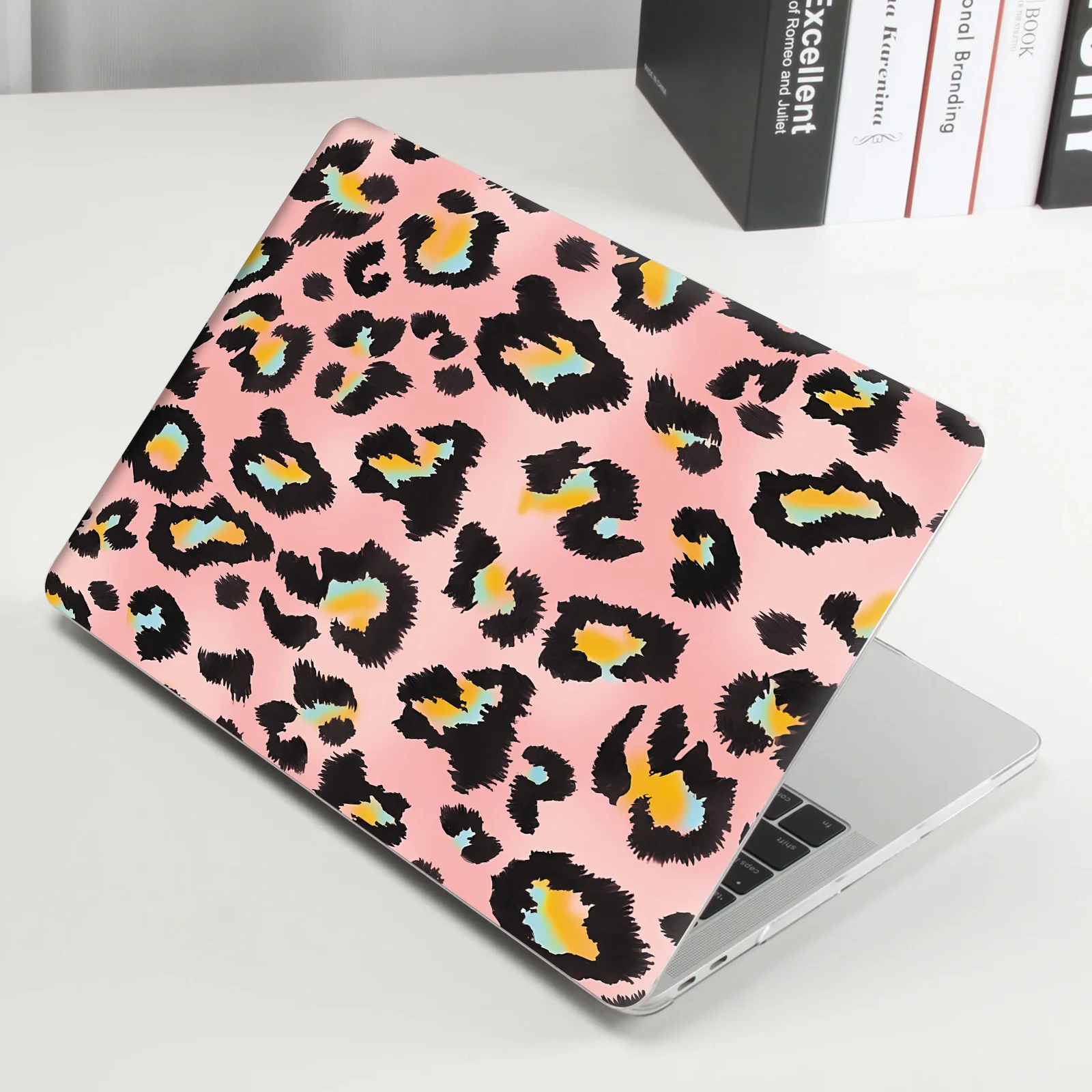 DIY1 set of 2 A + D side rendering laptop protective film, leopard print texture style laptop shell film decorative sticker