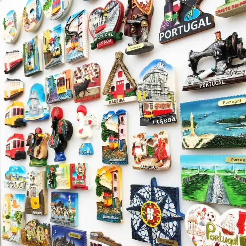 Portugal Fridge Magnets Souvenir Lisbon Tramway Madeira Resin Magnetic Refrigerator Stickers Tourist Souvenir Home Decorations