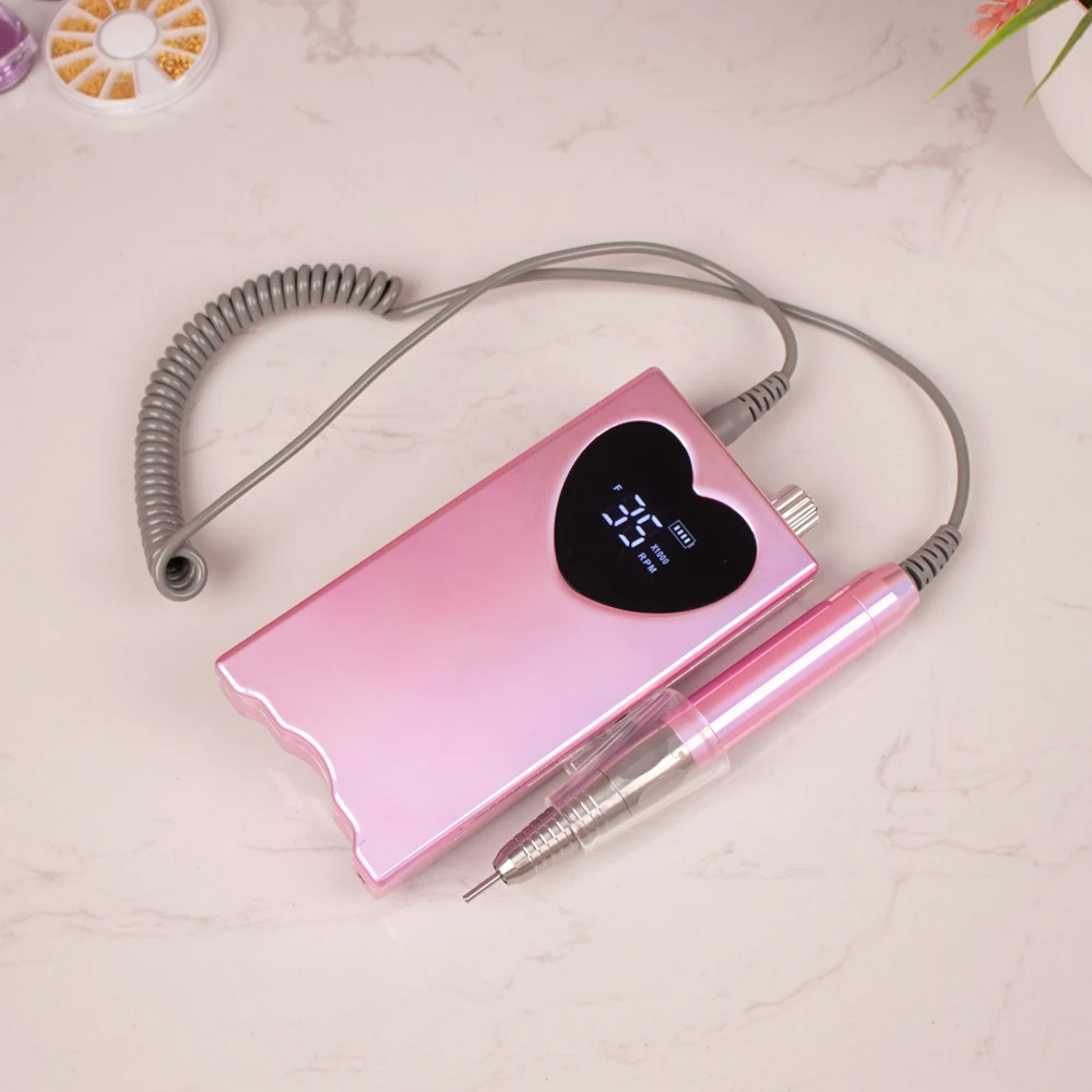 Perceuse à ongles en Gel léger rose métallique, 35000 tr/min, lisse, haute puissance, sans fil, Portable, moteur sans balais