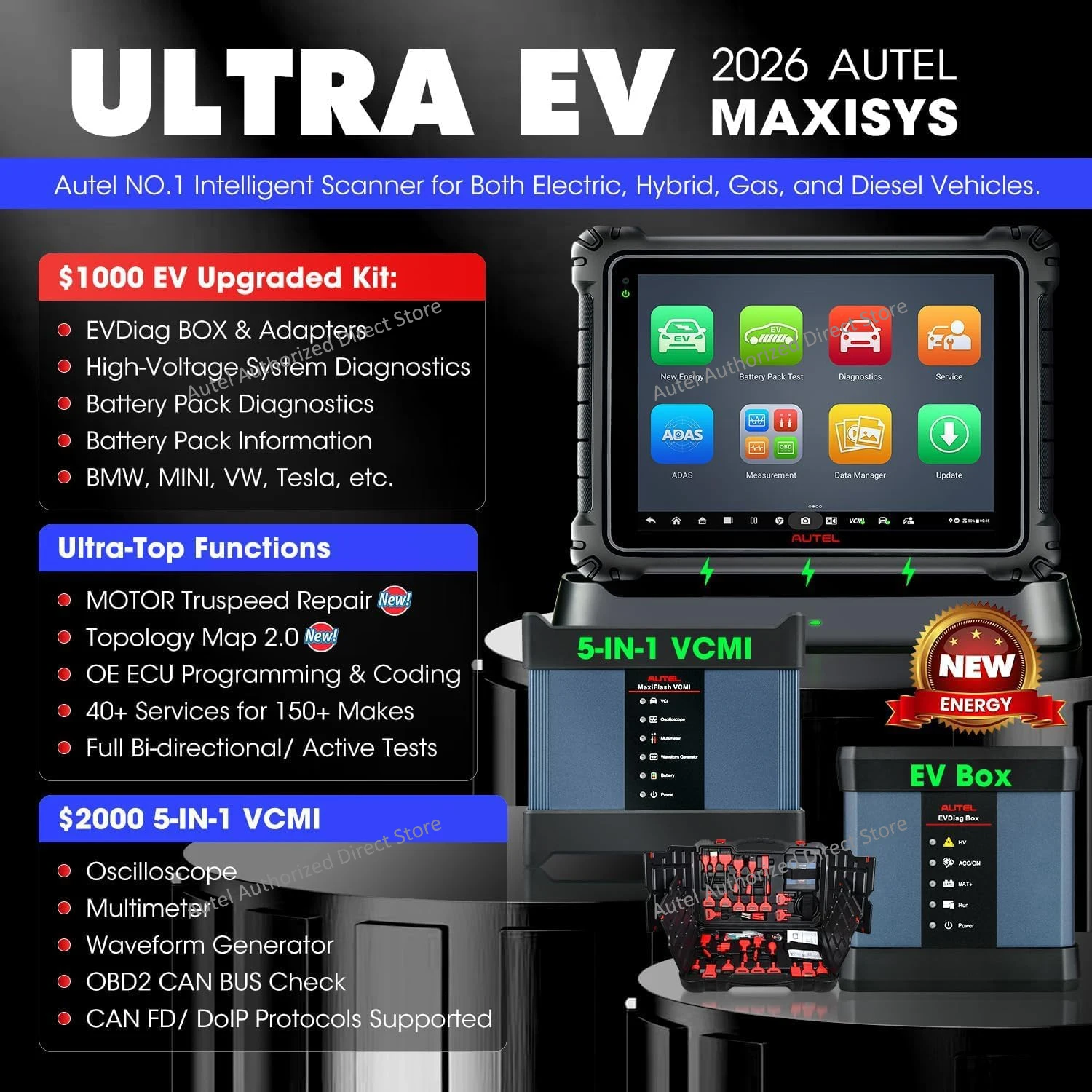 Autel MaxiSYS Ultra EV Intelligenter Scanner Diagnosewerkzeug, Hochspannungssystem- und Batterieanalyse, 5-in-1 VCMI, Topologie 2.0 – Detail 5