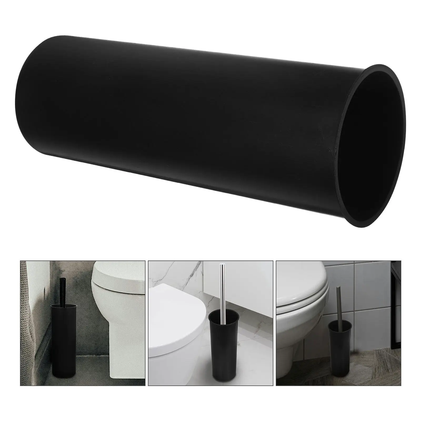 

4Pcs Toilet Brush Holder Black Plastic Cup Stable Round Base Anti-Stain Bathroom Essential Accessory Scrubber Brush Rack