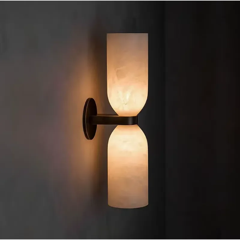 Popular Nordic Minimalist Modern Bedroom Bedside Lamp Creative All Copper Marble Living Room
