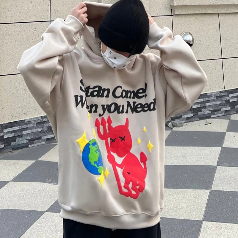 

2024 Trendy Broken Planet Fashion Daily Street Casual Fleece Pullover Foam Print Pure Cotton Men Women High Quality Hoody