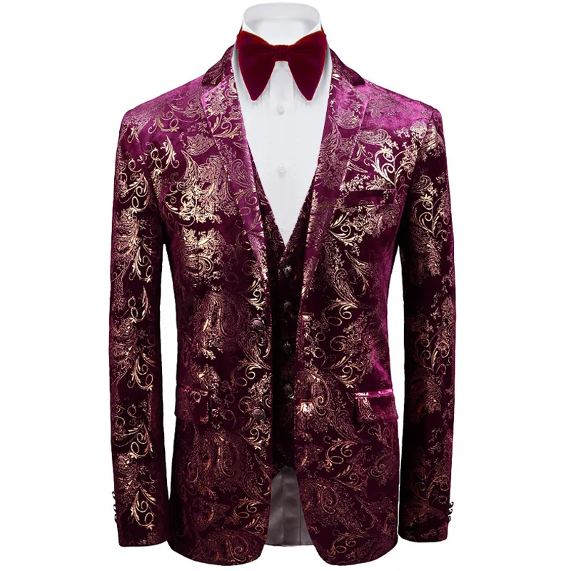 

Золотой халат Emed с цветком манго и дракона, костюм Independent Station Western Sle, однопальто Thiened Long Sve, официальная одежда