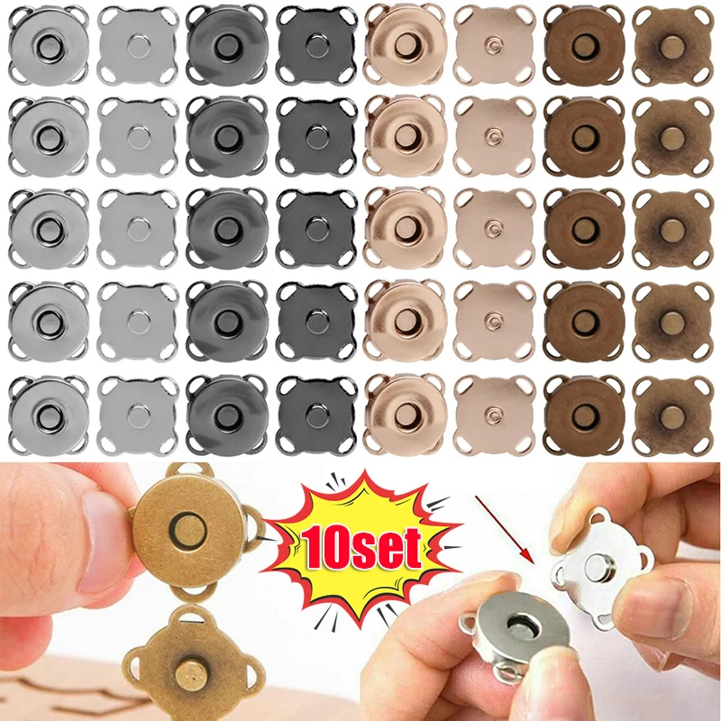 10sets/lot Magnetic Snap Fasteners Clasps Buttons Handbag Purse Wallet Craft Bags Parts Accessories Adsorption Buckle 14mm 18mm