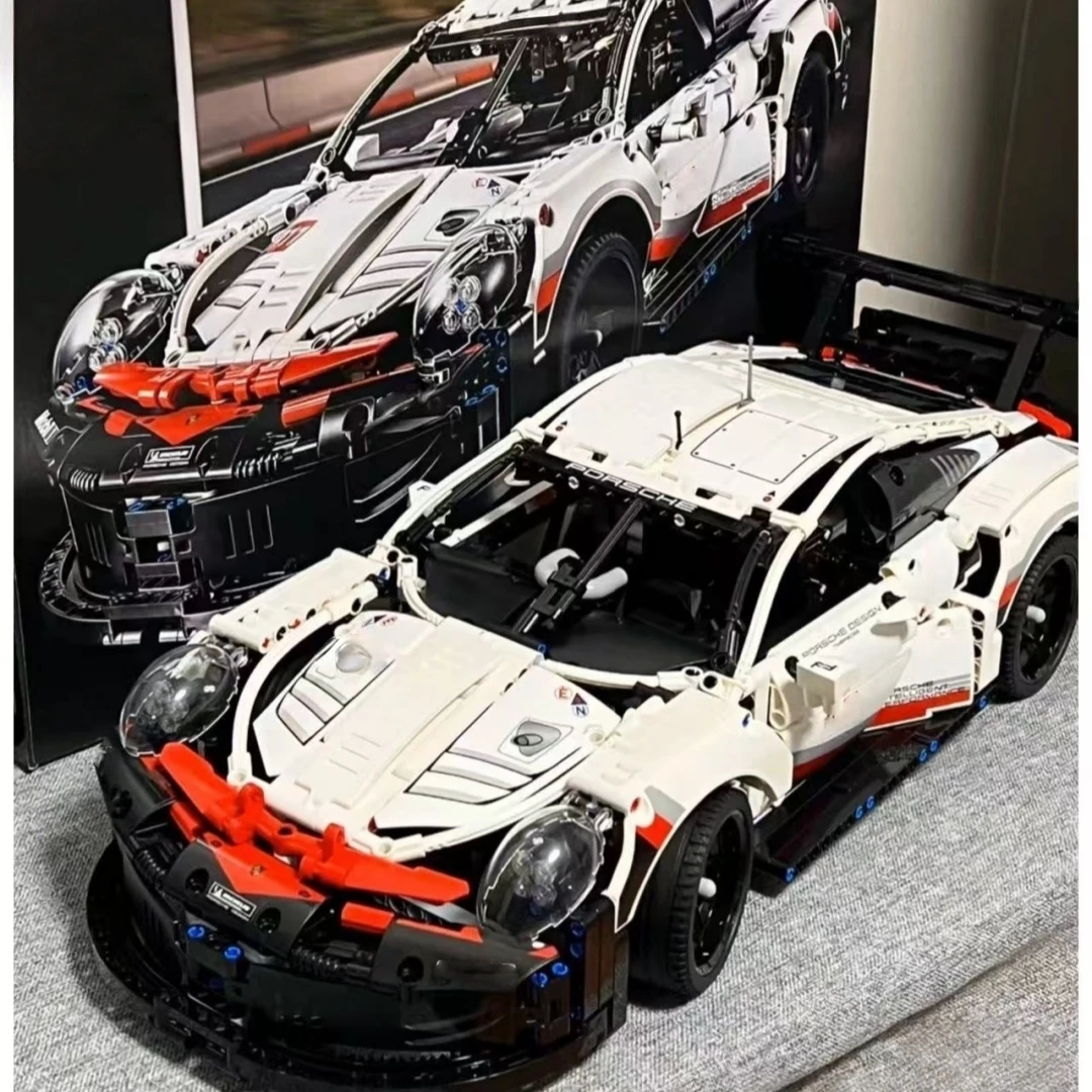 التقنية 1580 قطعة 911 RSR سباق السيارات الرياضية نموذج بنة التحكم عن بعد محرك السيارة أو أضواء LED لعبة الطوب هدية الكبار