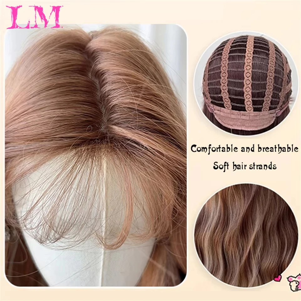 LM Synthetic Wig Blonde with White Highlight Dark Roots Synthetic Hair Wigs for Women Long Wavy Cosplay Wig Heat Resistant