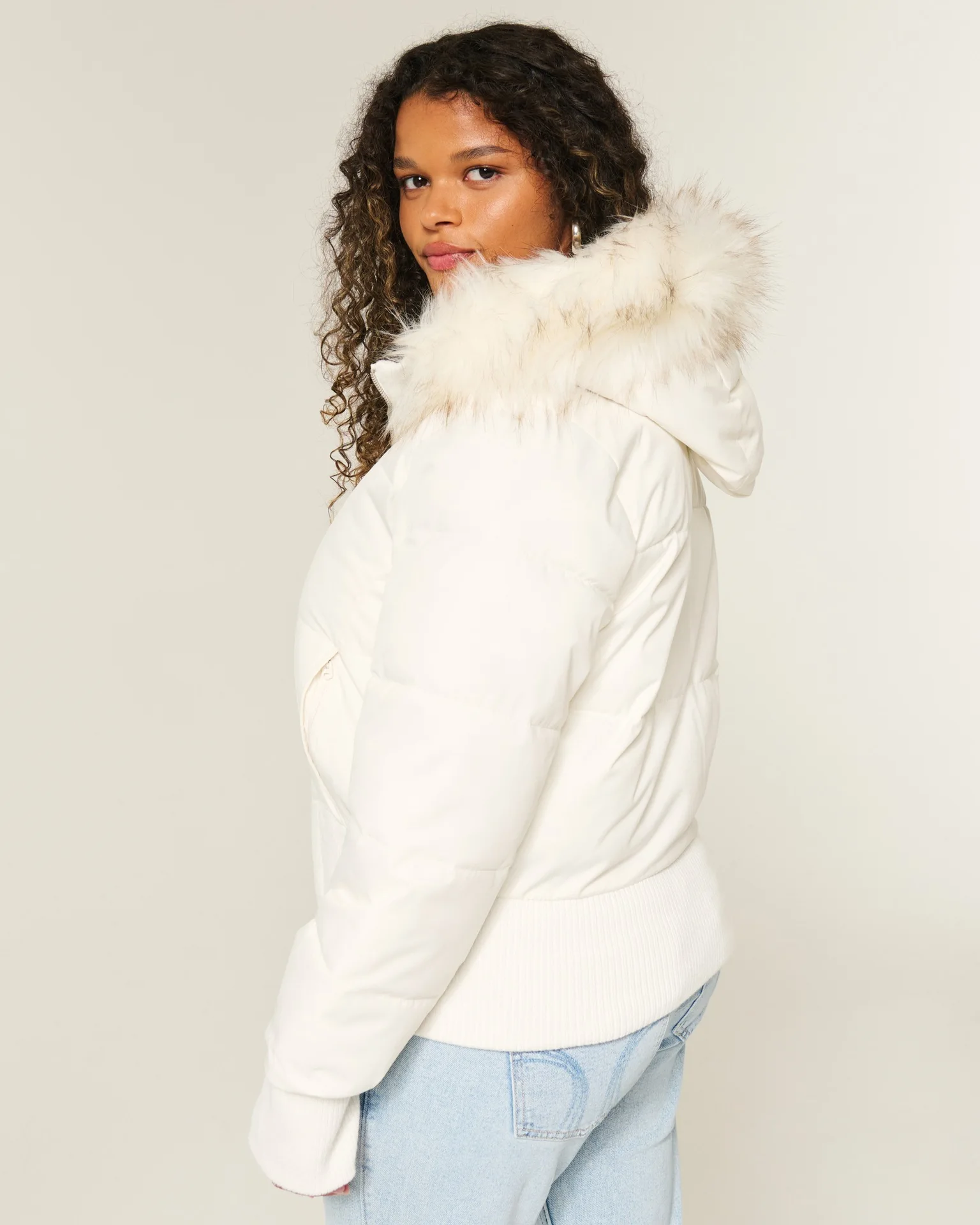 Siren Chic Fur Collar Hooded Cotton-padded Jacket With Zipper Slim Fit Warm Thick Coat Winter New Female Outerwear
