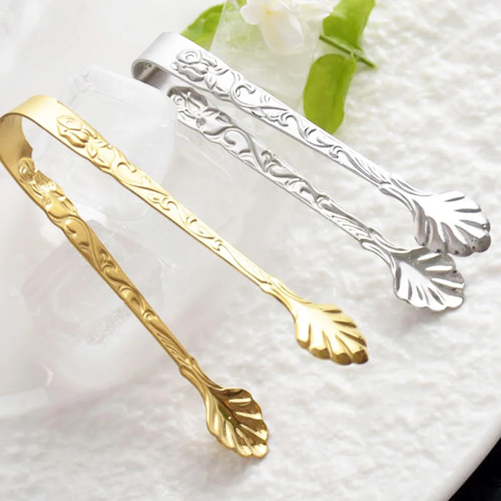 Small Stainless Steel Tea Bar Utensil Coffee Bread Cube Sugar Tongs Ice Tongs Kitchen Accessories Food Serving Clip