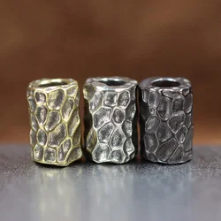 Hammer Texture Pattern Irregular Cylinder Brass Knife Beads DIY Paracord Bracelets Accessories Woven Lanyard Keychains Pendants