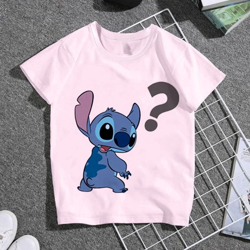 Interstellar Baby Stitch Cartoon Printed Children's Short Sleeved Cotton T-shirt Casual Loose Comfortable Parent Child Top