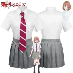 Tachibana Hinata Cosplay Anime Tokyo Revengers Hinata Tachibana Cosplay Costume Wig JK School Uniform Shirt Tie Skirt Socks