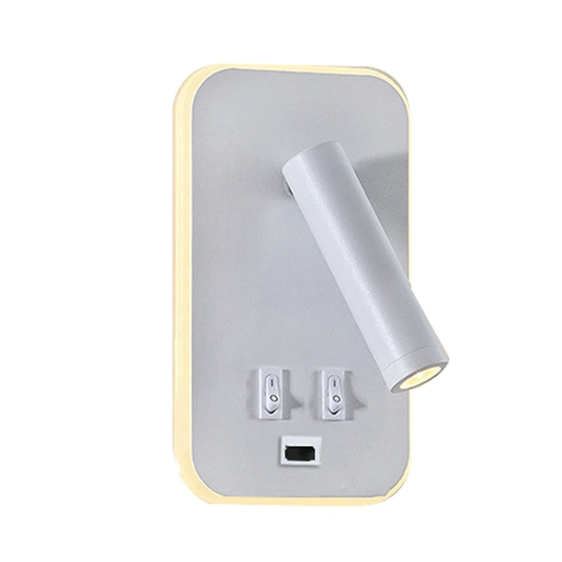 

1 Piece Wall Light Backlight USB Charging 330 Degree Rotation Adjustable Wall Lamp Bedside Study Reading Sconce Lamp