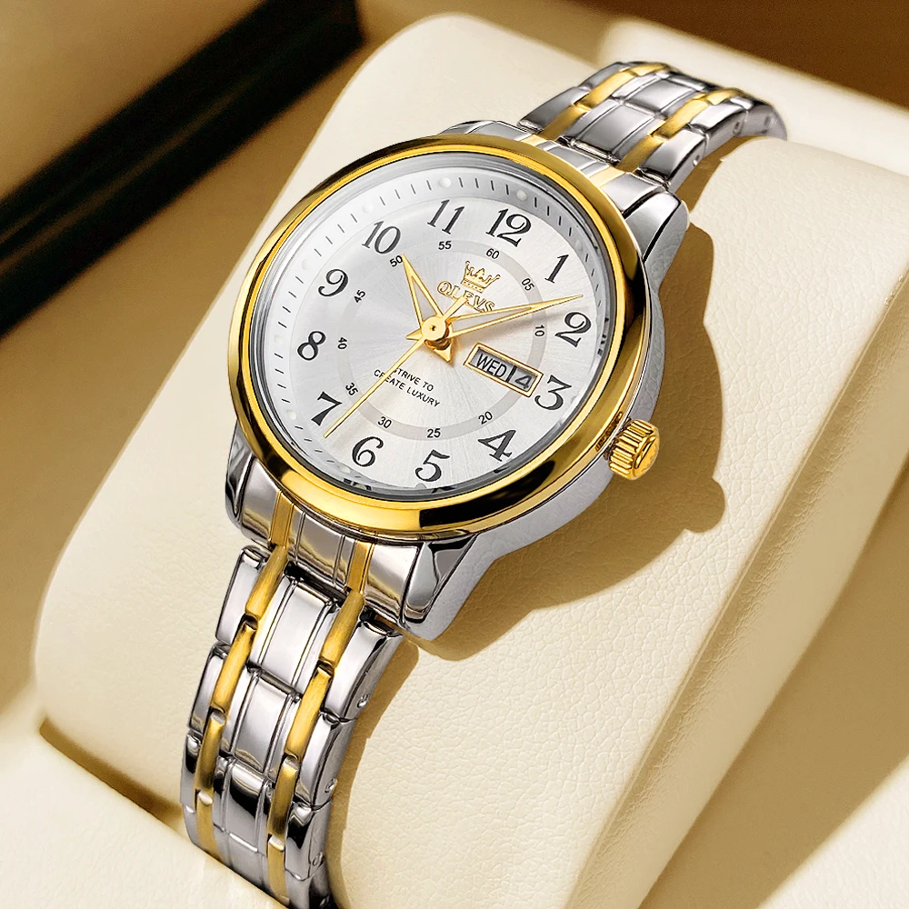 

OLEVS 2891 Женские часы Кварцевые часы Водонепроницаемые светящиеся автоматические часы с датой удачи Женские часы Оригинальная элегантная модная подарочная коробка