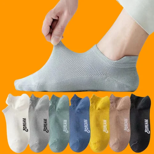 Calcetines de malla fina para hombre, medias náuticas transpirables, absorbentes del sudor, boca baja, 7/14 pares