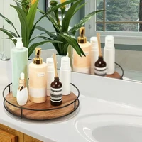 Bandeja giratoria de madera y acero estilo moderno - 24.39 € Bandeja giratoria de madera y acero estilo moderno