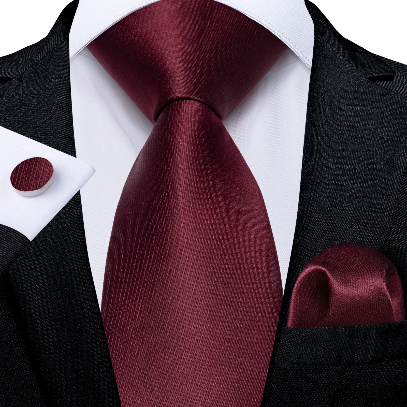 Olive Green Solid Ties for Men, Pocket Square Set