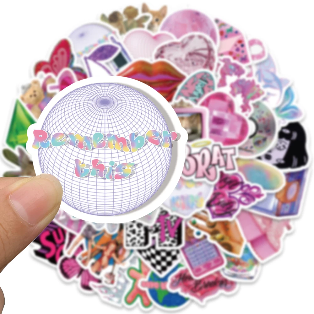 58pcs Y2K Style Vaporwave Stickers Cute Kawaii Decals For Girls Suitcase Scrapbook Notebook Phone Guitar Stickers Kids Toys