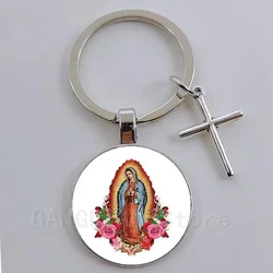 Beautiful Virgin Mary, Religion Guadalupe Virgin Angel Wings Cross Faith Jesus Keychain Jewelry