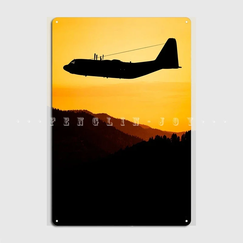 Military Transport Plane Metal Sign Cinema Kitchen Cinema Create Mural Painting Tin Sign Poster