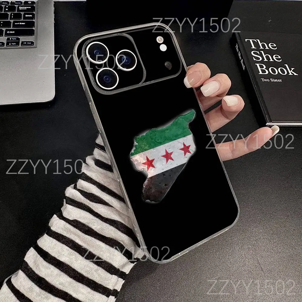 Funda de teléfono con bandera de la revolución siriana para iPhone 17,16,15,14,13,12,11 Pro,Max,Plus,X,XS,XR,SE4,E Mini transparente suave