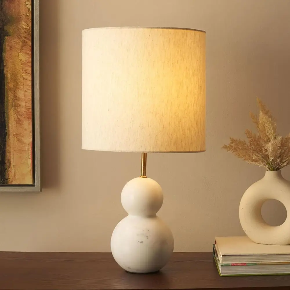 22-inch Callie White Marble Table Lamp for Bedroom, Living Room, Home Office, Desk, and Nightstand