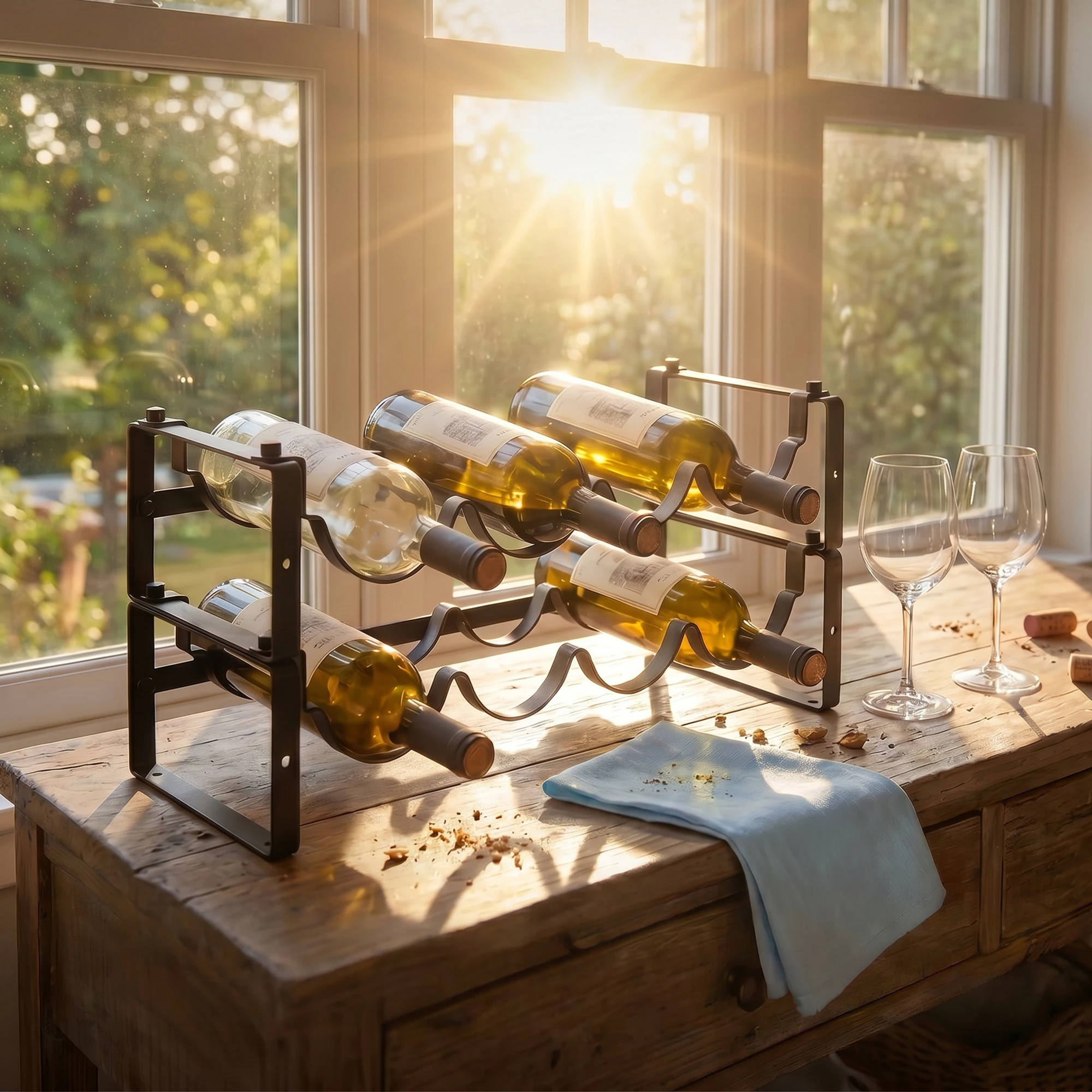 Portabottiglie in metallo a 2 o 3 livelli, da posizionare sul piano di lavoro, scaffale per la conservazione del vino in ferro, autonomo, per 8 o 12 bottiglie, scaffale salvaspazio per esporre le