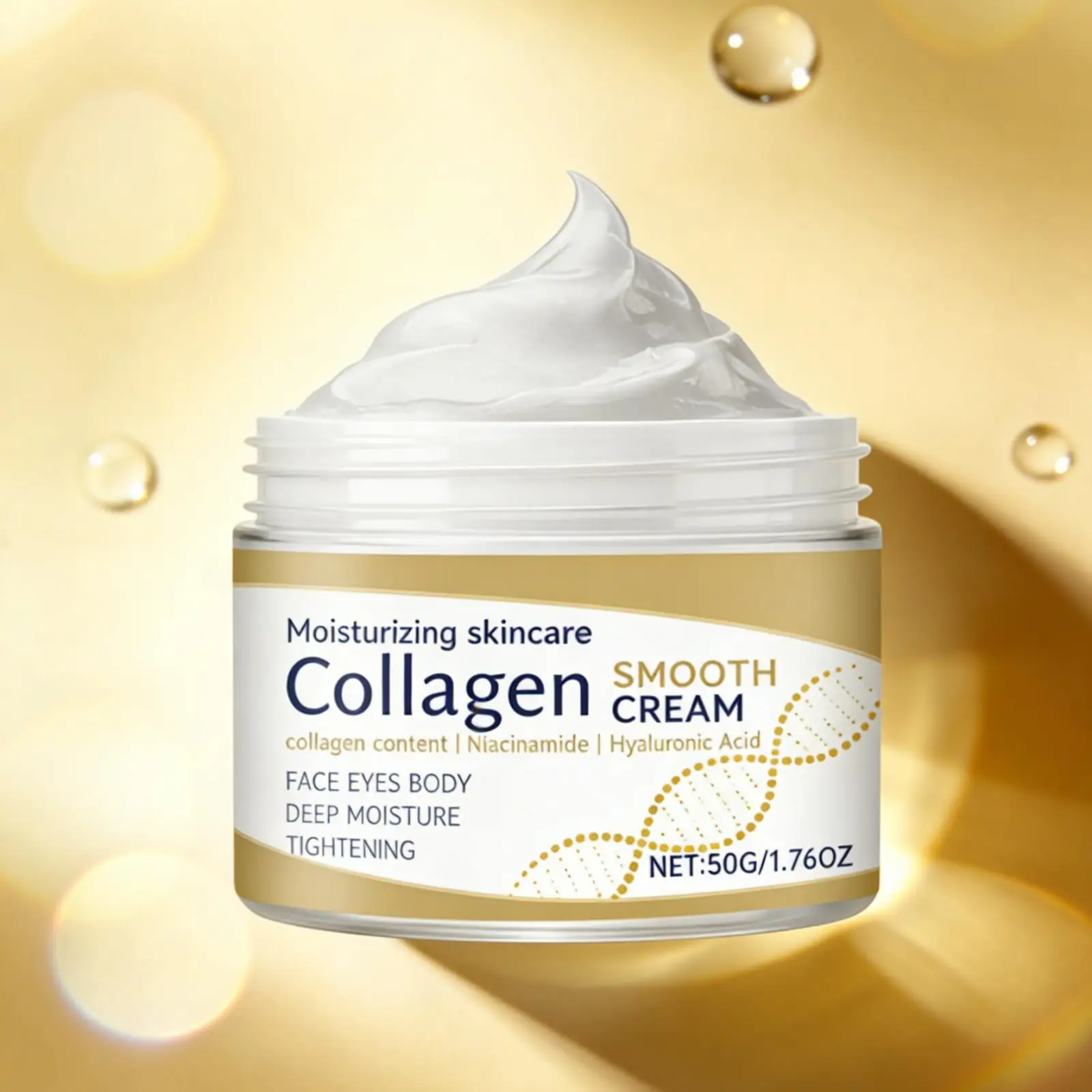 Collagen Cream with Hyaluronic Acid Deep Hydration Tighten Skin Brightening Products Nicotinamide Smooth Body Moisturizer 50g